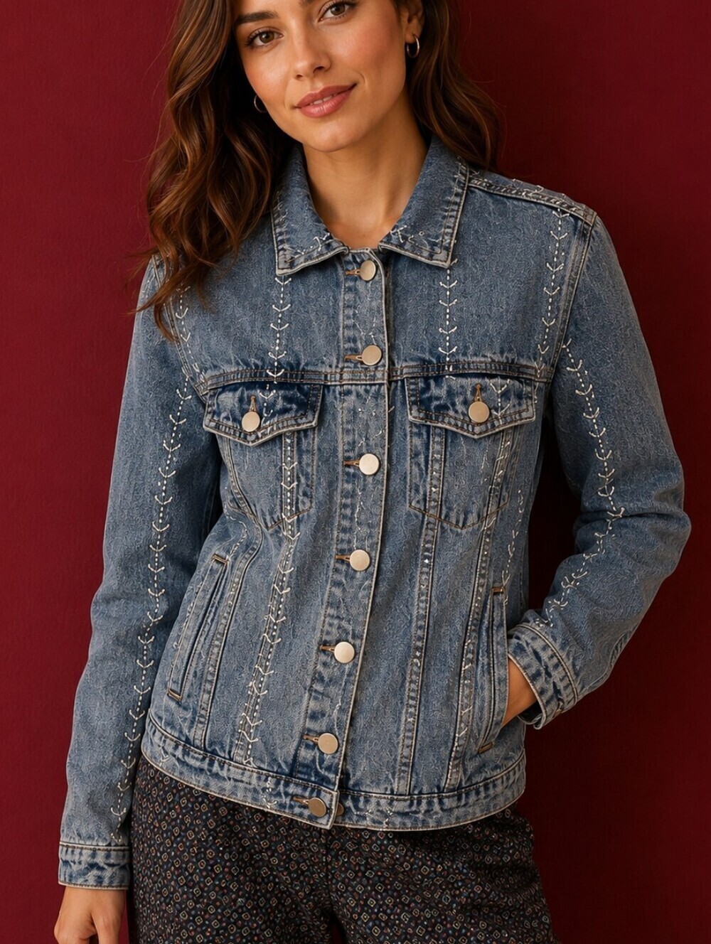 VTG POLAGRAM Embroidered Denim Western Grunge Festival Jacket